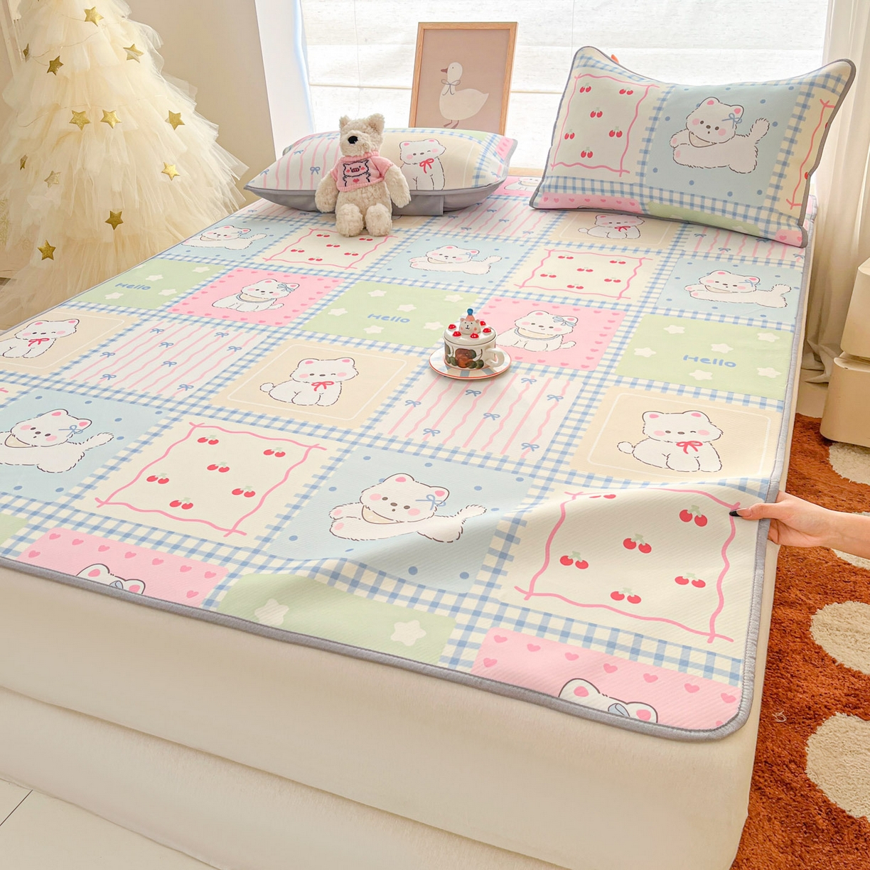 91家纺网 家纺一手货源 找家纺 川悦生活 2026新款小阪冰丝冰丝数码印花凉席大床 席画画西高地