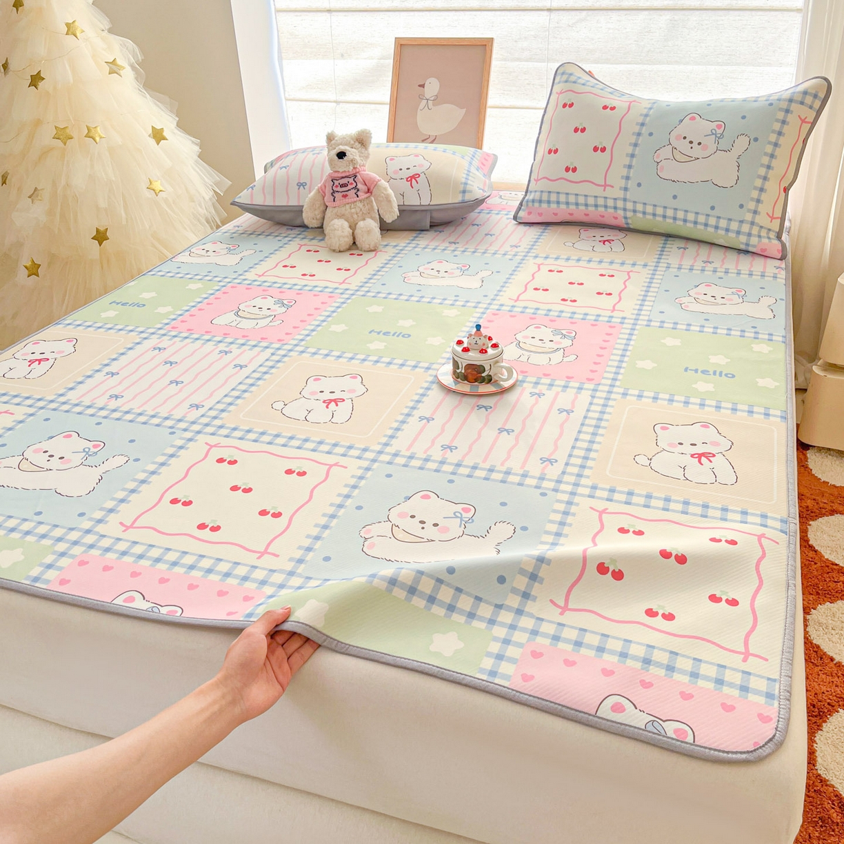 91家纺网 家纺一手货源 找家纺 川悦生活 2026新款小阪冰丝冰丝数码印花凉席大床 席画画西高地