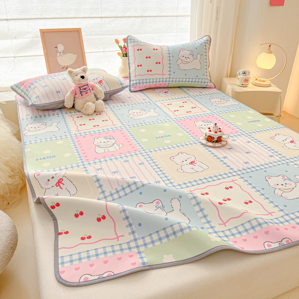 91家纺网 家纺一手货源 找家纺 川悦生活 2026新款小阪冰丝冰丝数码印花凉席大床 席画画西高地