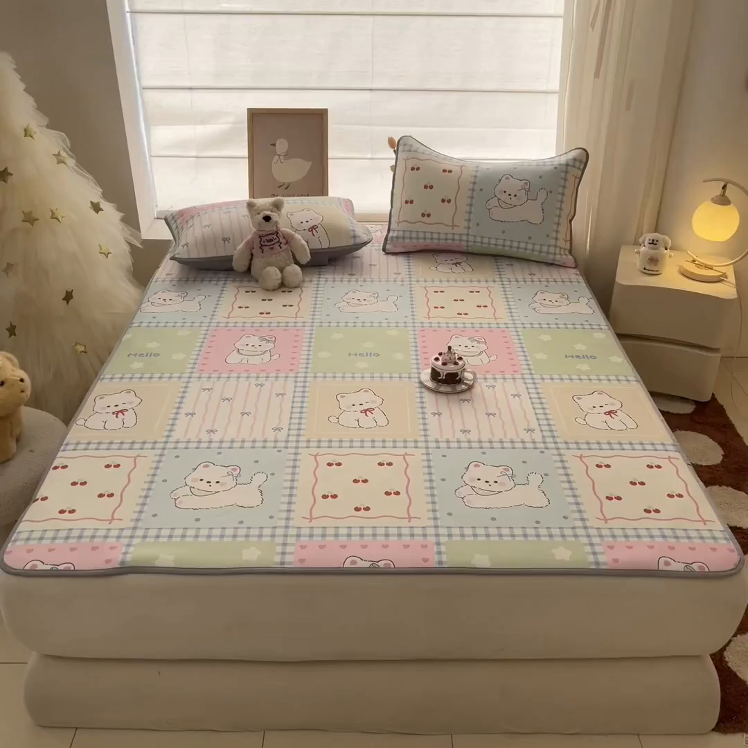 91家纺网 家纺一手货源 找家纺 川悦生活 2026新款小阪冰丝冰丝数码印花凉席大床 席画画西高地