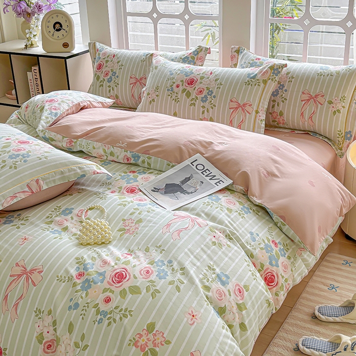 91家纺网 家纺一手货源 找家纺 宇彬家纺 2026新款13070A类全棉纯棉印花单被套被套单件-一字绣工艺款系列 一字绣 清婉花语