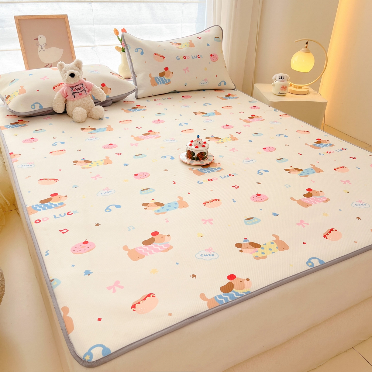 91家纺网 家纺一手货源 找家纺 川悦生活 2026新款小阪冰丝冰丝数码印花凉席大床 席腊肠庄园