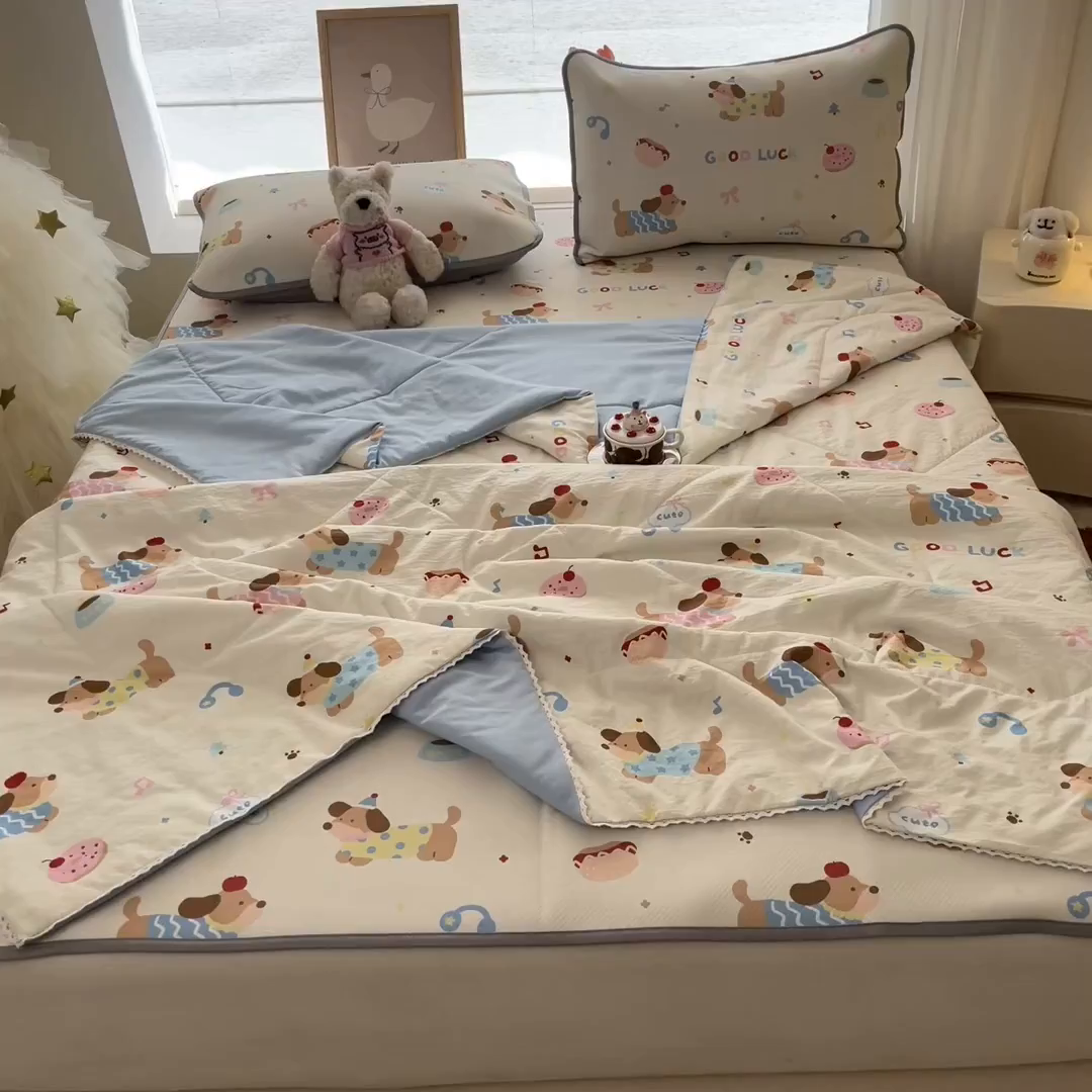 91家纺网 家纺一手货源 找家纺 川悦生活 2026新款小阪冰丝冰丝数码印花凉席大床 席腊肠庄园