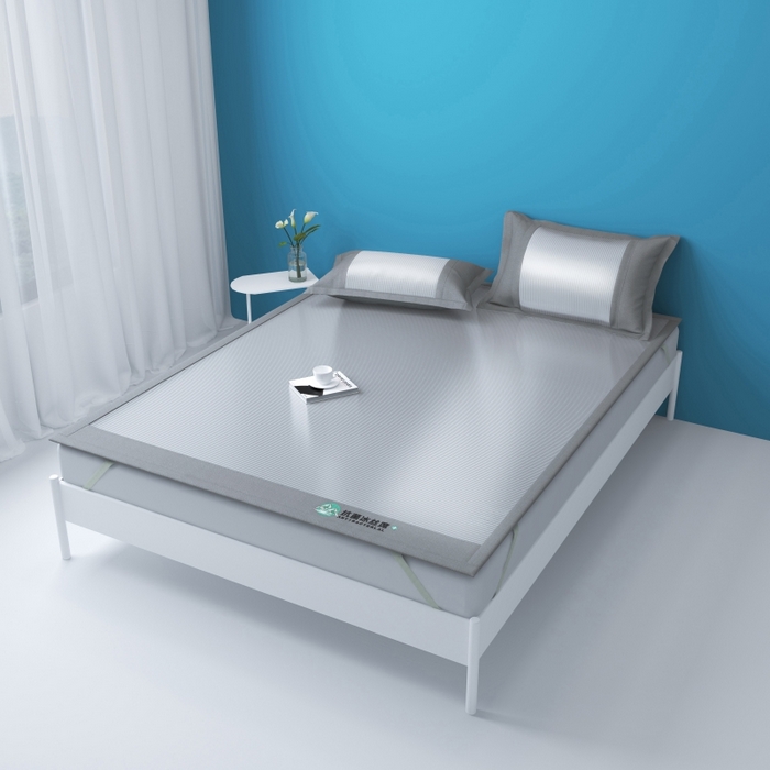 91家纺网 家纺一手货源 找家纺 YYDS网供 2026新款冰丝夏天凉席冰丝席床笠可水洗家用折叠空调软席子三件套学生宿舍 雪山冰晶灰