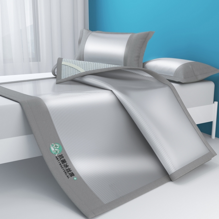 91家纺网 家纺一手货源 找家纺 YYDS网供 2026新款冰丝夏天凉席冰丝席床笠可水洗家用折叠空调软席子三件套学生宿舍 雪山冰晶灰