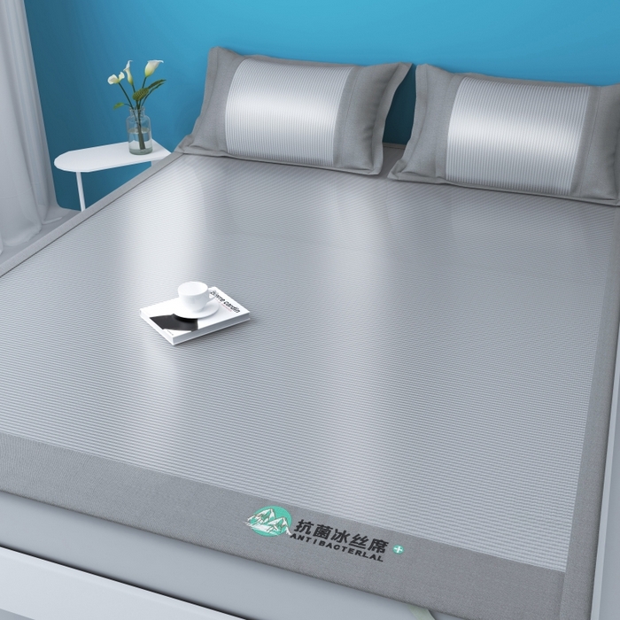 91家纺网 家纺一手货源 找家纺 YYDS网供 2026新款冰丝夏天凉席冰丝席床笠可水洗家用折叠空调软席子三件套学生宿舍 雪山冰晶灰