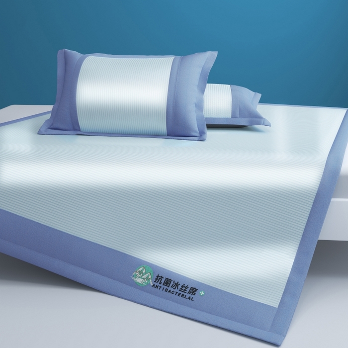 91家纺网 家纺一手货源 找家纺 YYDS网供 2026新款冰丝夏天凉席冰丝席床笠可水洗家用折叠空调软席子三件套学生宿舍 雪山冰晶蓝