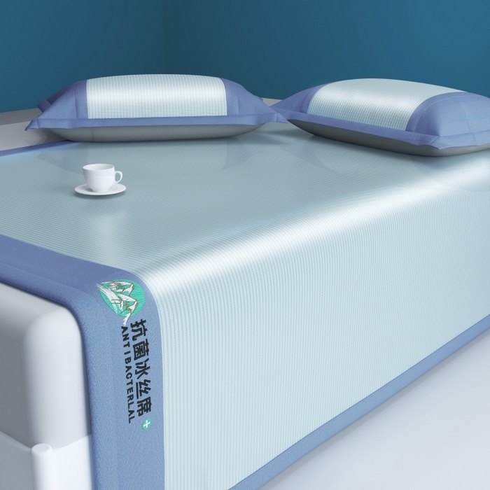 91家纺网 家纺一手货源 找家纺 YYDS网供 2026新款冰丝夏天凉席冰丝席床笠可水洗家用折叠空调软席子三件套学生宿舍 雪山冰晶蓝