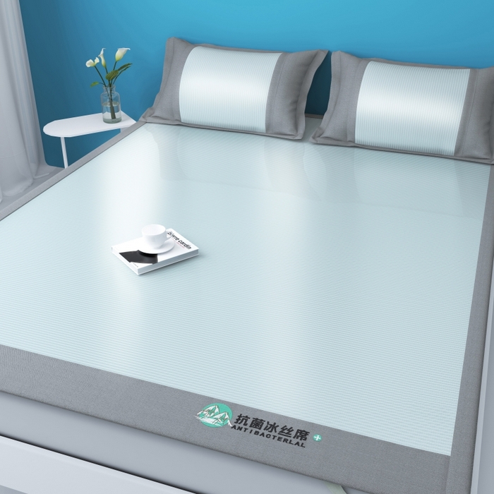 91家纺网 家纺一手货源 找家纺 YYDS网供 2026新款冰丝夏天凉席冰丝席床笠可水洗家用折叠空调软席子三件套学生宿舍 雪山冰晶绿