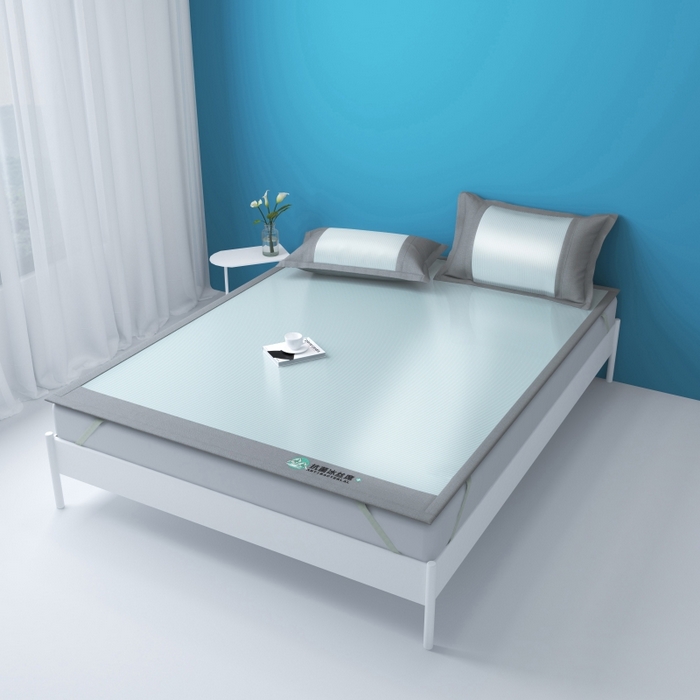 91家纺网 家纺一手货源 找家纺 YYDS网供 2026新款冰丝夏天凉席冰丝席床笠可水洗家用折叠空调软席子三件套学生宿舍 雪山冰晶绿