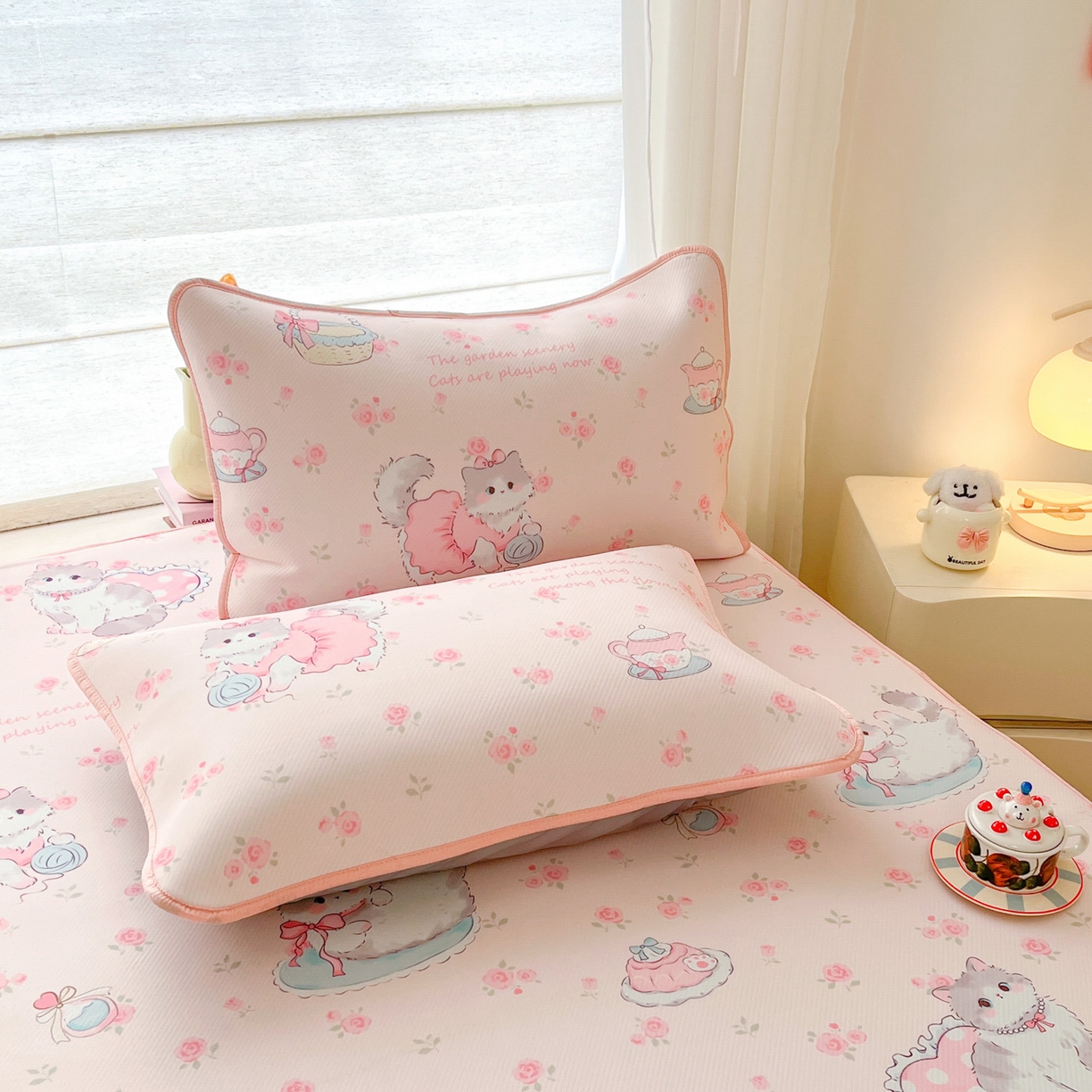 91家纺网 家纺一手货源 找家纺 川悦生活 2026新款小阪冰丝冰丝数码印花凉席大床 席喵萝花园