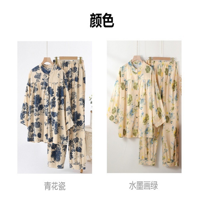 91家纺网 家纺一手货源 找家纺 （总）洛兰沙家居馆 竹节棉网红直播韩版短袖睡衣女夏套装甜美休闲公主简约家居服