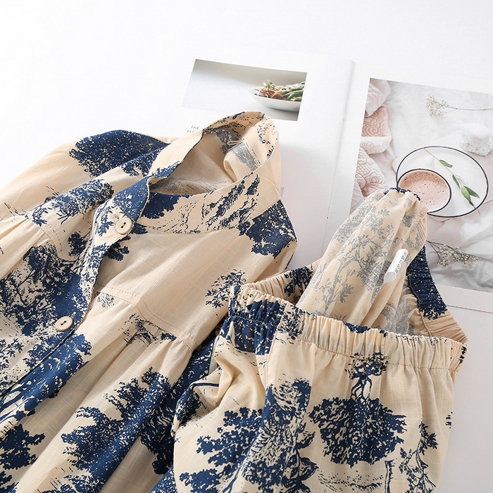 91家纺网 家纺一手货源 找家纺 （总）洛兰沙家居馆 竹节棉网红直播韩版短袖睡衣女夏套装甜美休闲公主简约家居服