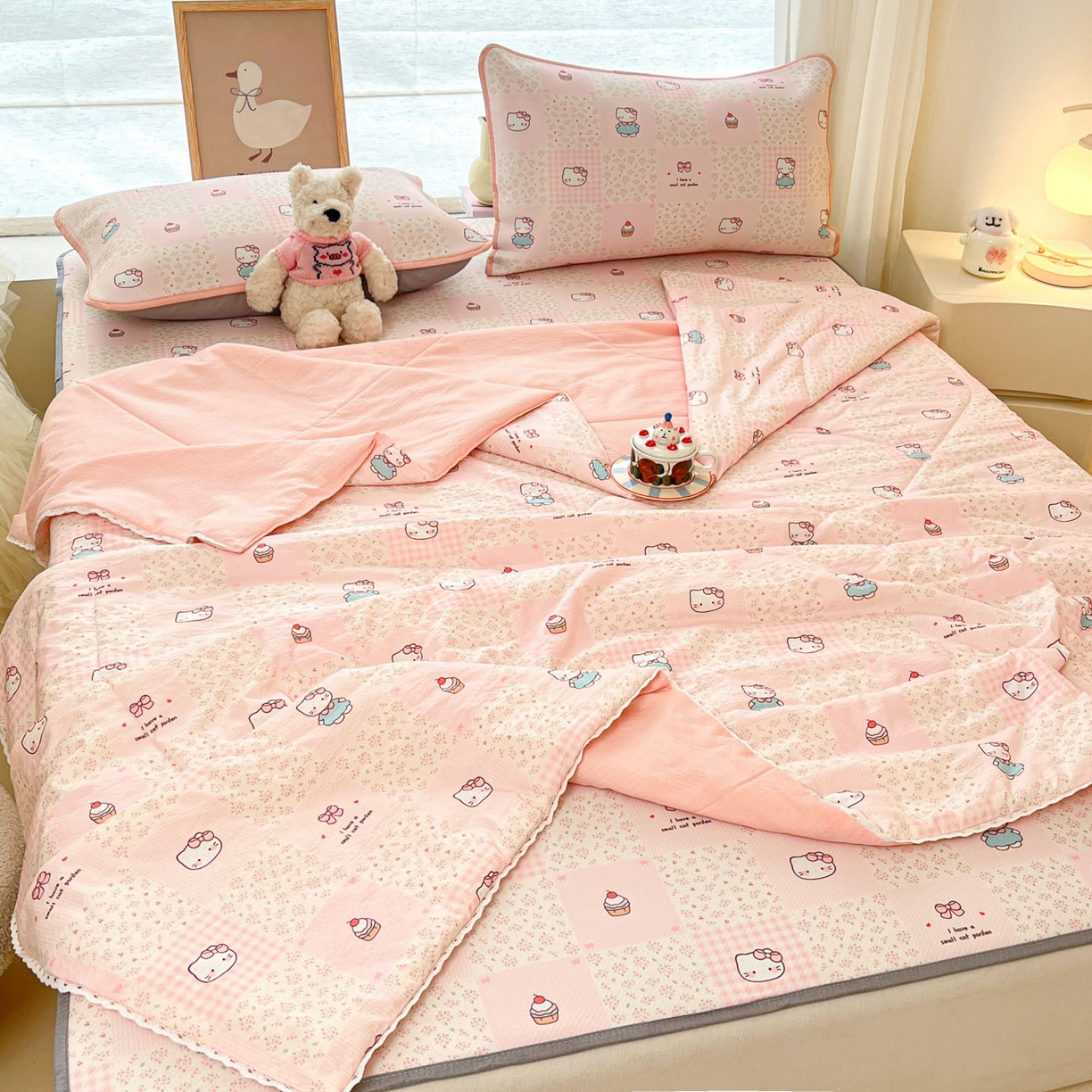 91家纺网 家纺一手货源 找家纺 川悦生活 2026新款小阪冰丝冰丝数码印花凉席大床 席奶油糕糕喵