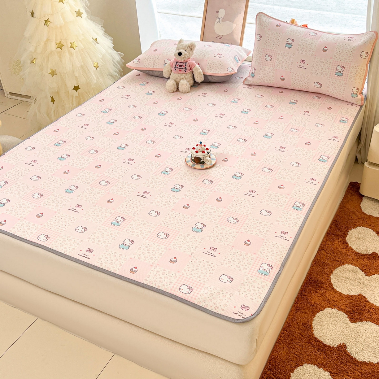 91家纺网 家纺一手货源 找家纺 川悦生活 2026新款小阪冰丝冰丝数码印花凉席大床 席奶油糕糕喵