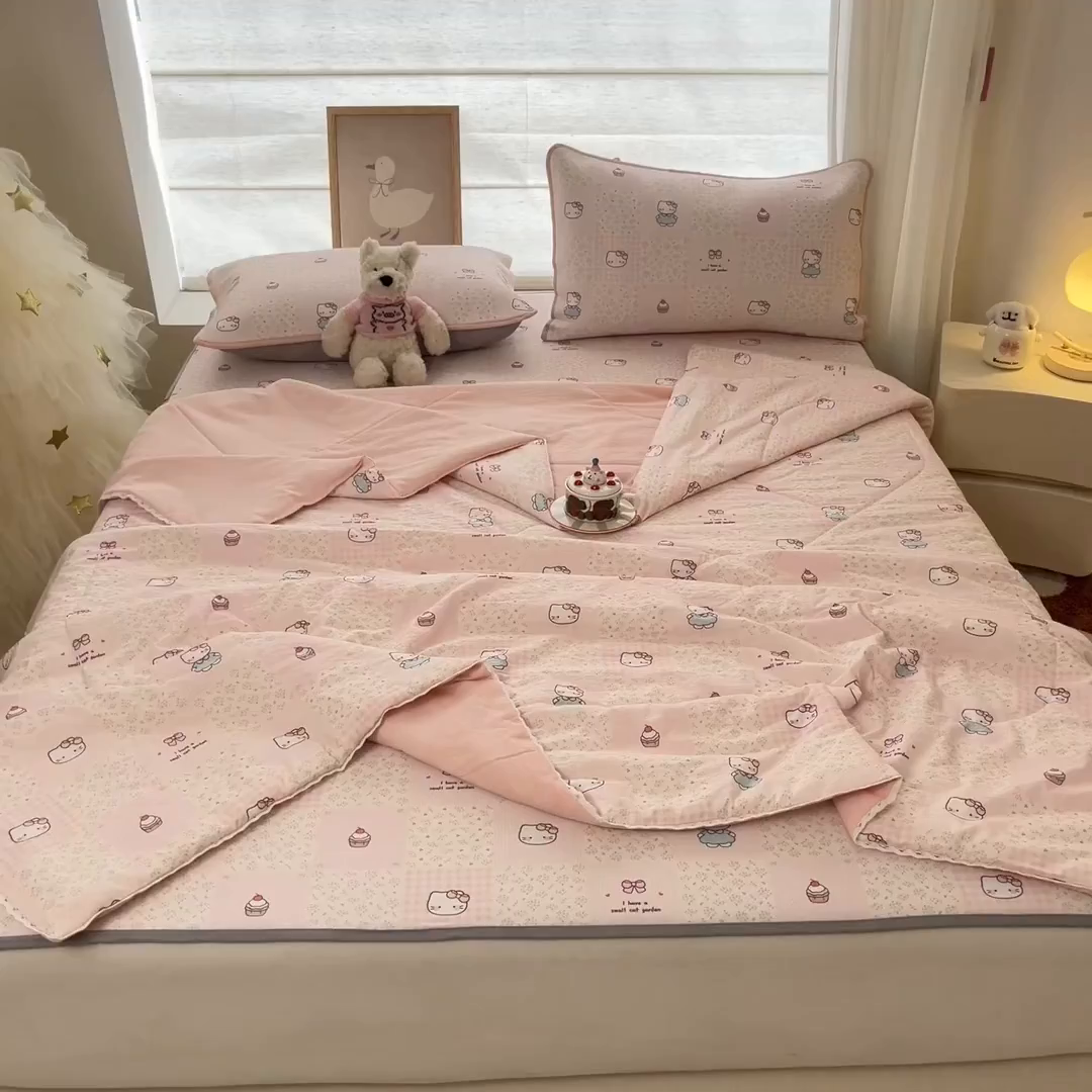 91家纺网 家纺一手货源 找家纺 川悦生活 2026新款小阪冰丝冰丝数码印花凉席大床 席奶油糕糕喵