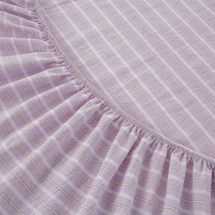 91家纺网 家纺一手货源 找家纺 恋人优选 2026新款全棉纯棉水洗棉单床笠床笠单件 简希紫条（有标款）