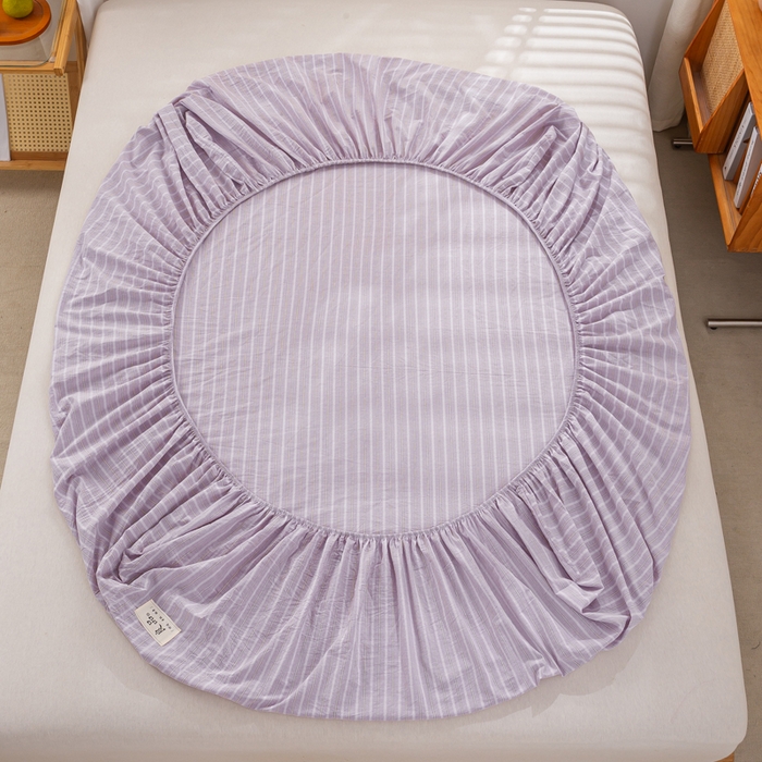 91家纺网 家纺一手货源 找家纺 恋人优选 2026新款全棉纯棉水洗棉单床笠床笠单件 简希紫条（有标款）