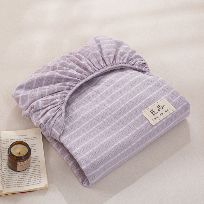 91家纺网 家纺一手货源 找家纺 恋人优选 2026新款全棉纯棉水洗棉单床笠床笠单件 简希紫条（有标款）