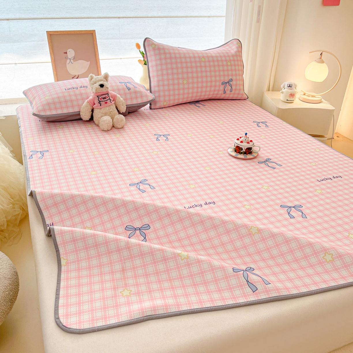 91家纺网 家纺一手货源 找家纺 川悦生活 2026新款小阪冰丝冰丝数码印花凉席大床 席奶油可盐