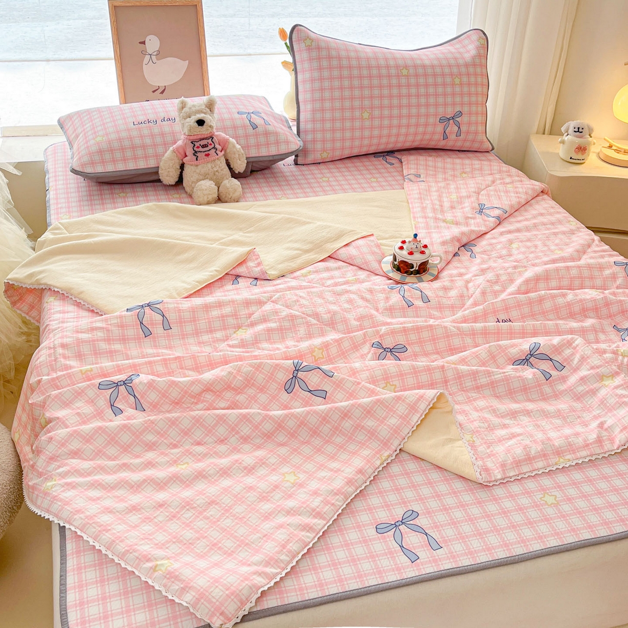 91家纺网 家纺一手货源 找家纺 川悦生活 2026新款小阪冰丝冰丝数码印花凉席大床 席奶油可盐