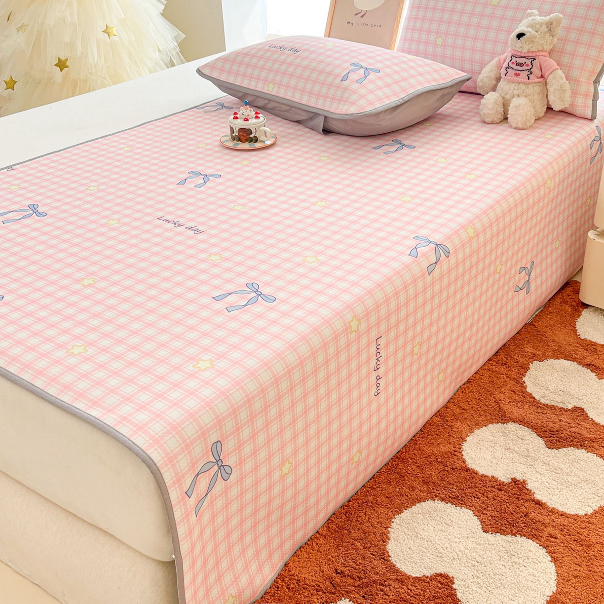 91家纺网 家纺一手货源 找家纺 川悦生活 2026新款小阪冰丝冰丝数码印花凉席大床 席奶油可盐