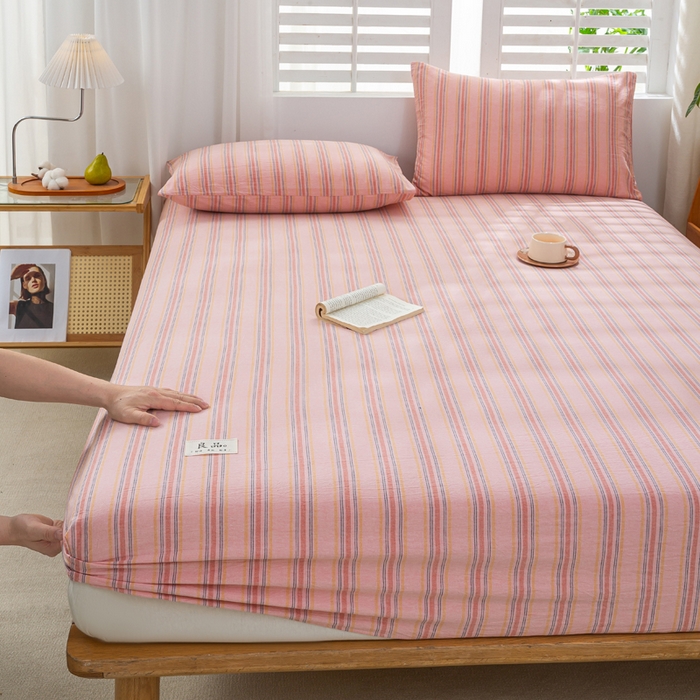 91家纺网 家纺一手货源 找家纺 恋人优选 2026新款全棉纯棉水洗棉单床笠床笠单件 娇韵粉（有标款）