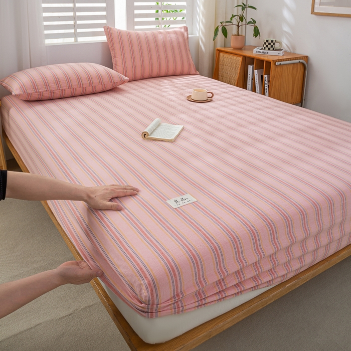 91家纺网 家纺一手货源 找家纺 恋人优选 2026新款全棉纯棉水洗棉单床笠床笠单件 娇韵粉（有标款）