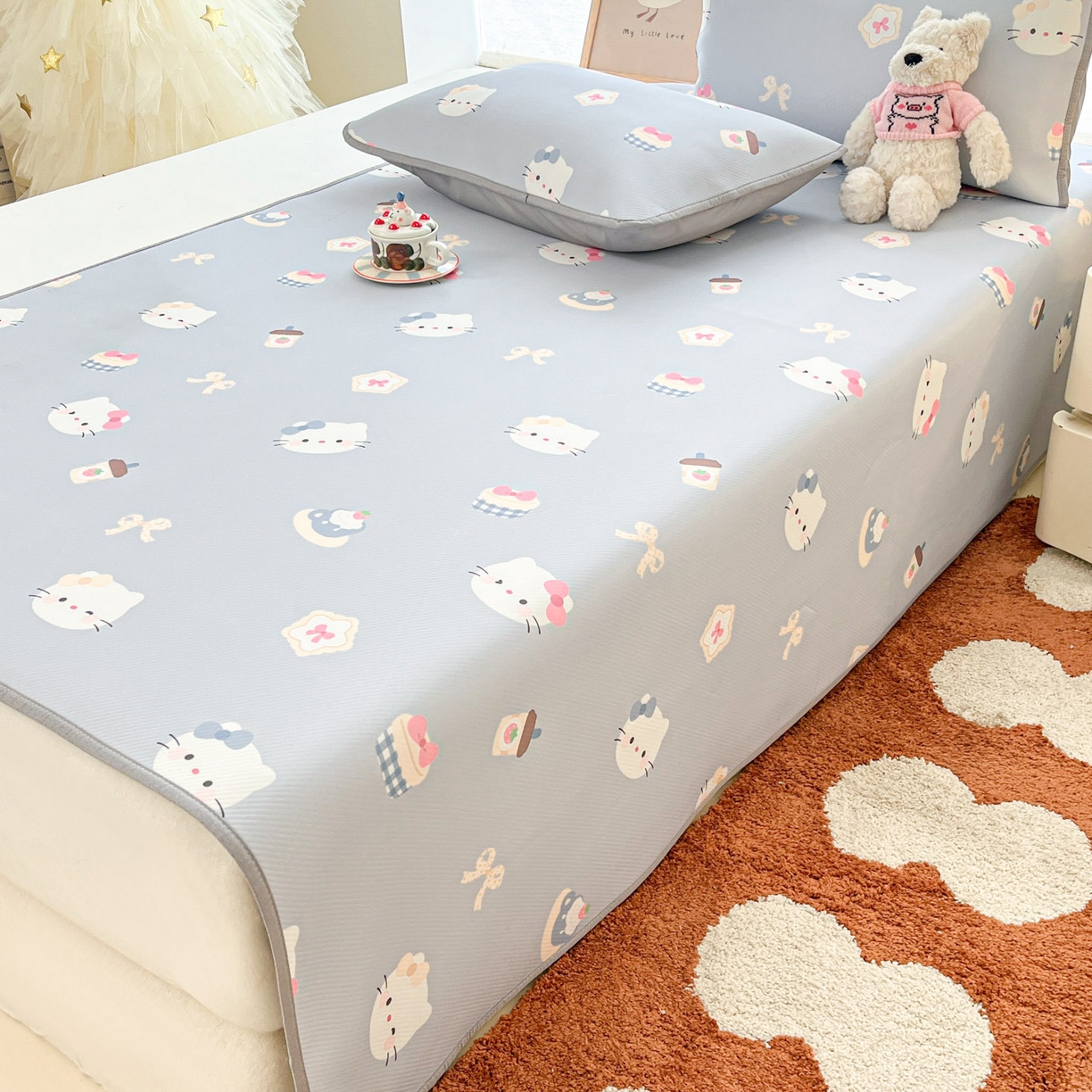 91家纺网 家纺一手货源 找家纺 川悦生活 2026新款小阪冰丝冰丝数码印花凉席大床 席汽水小咪