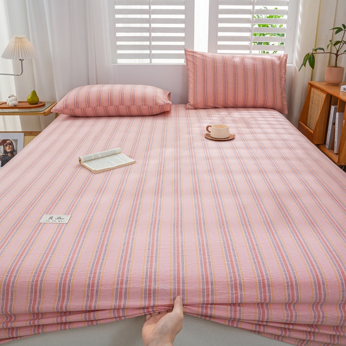 91家纺网 家纺一手货源 找家纺 恋人优选 2026新款全棉纯棉水洗棉单床笠床笠单件 娇韵粉（有标款）