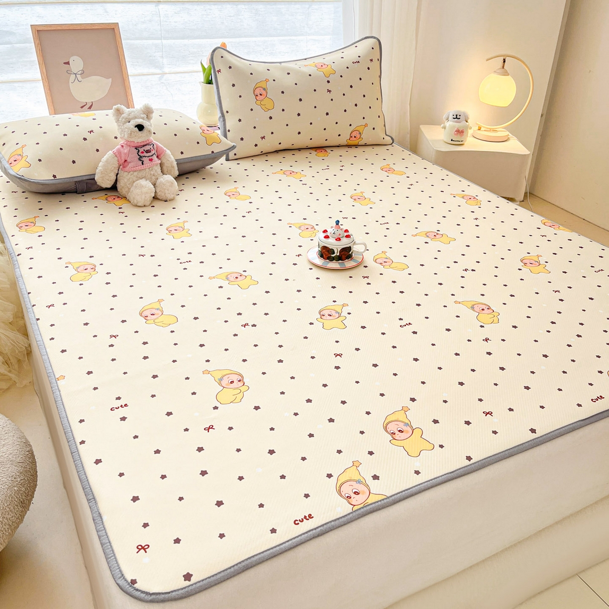 91家纺网 家纺一手货源 找家纺 川悦生活 2026新款小阪冰丝冰丝数码印花凉席大床 席恰星星