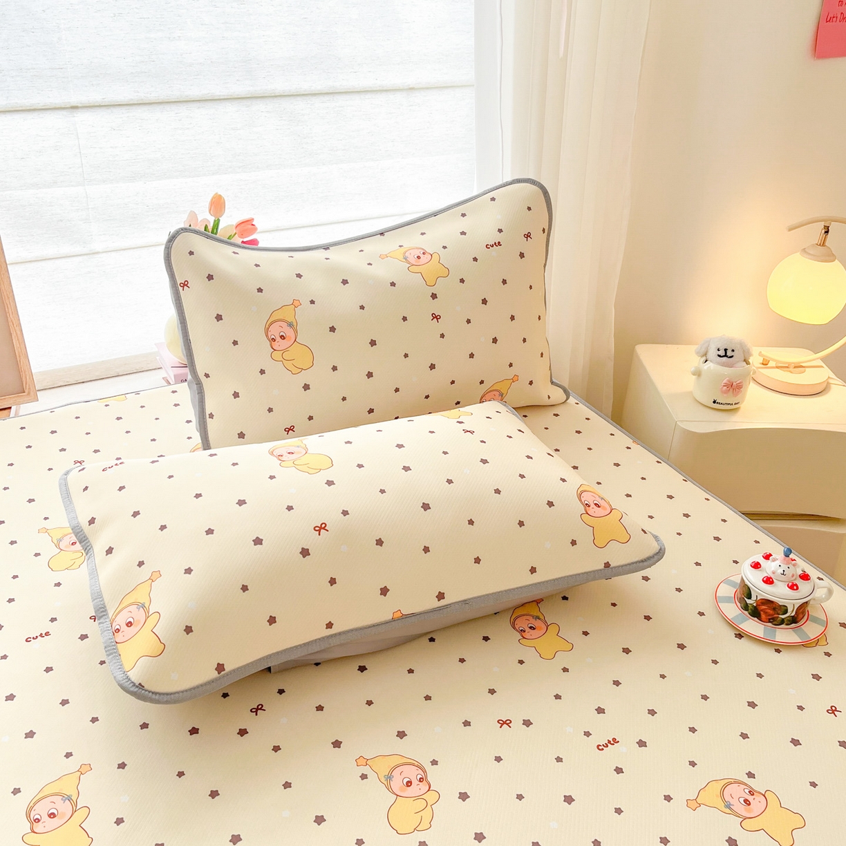 91家纺网 家纺一手货源 找家纺 川悦生活 2026新款小阪冰丝冰丝数码印花凉席大床 席恰星星