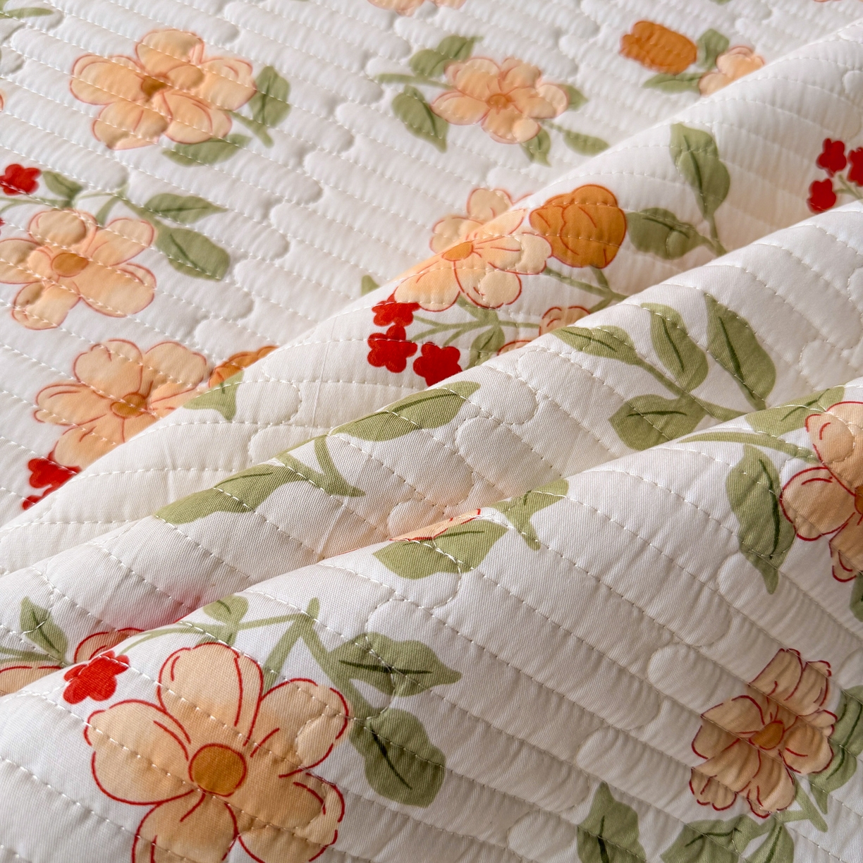 91家纺网 家纺一手货源 找家纺 梵克保罗 2026新款A类小清新四季可用学生宿舍床单  单件夹棉炕盖床盖炕毯三件套 花海