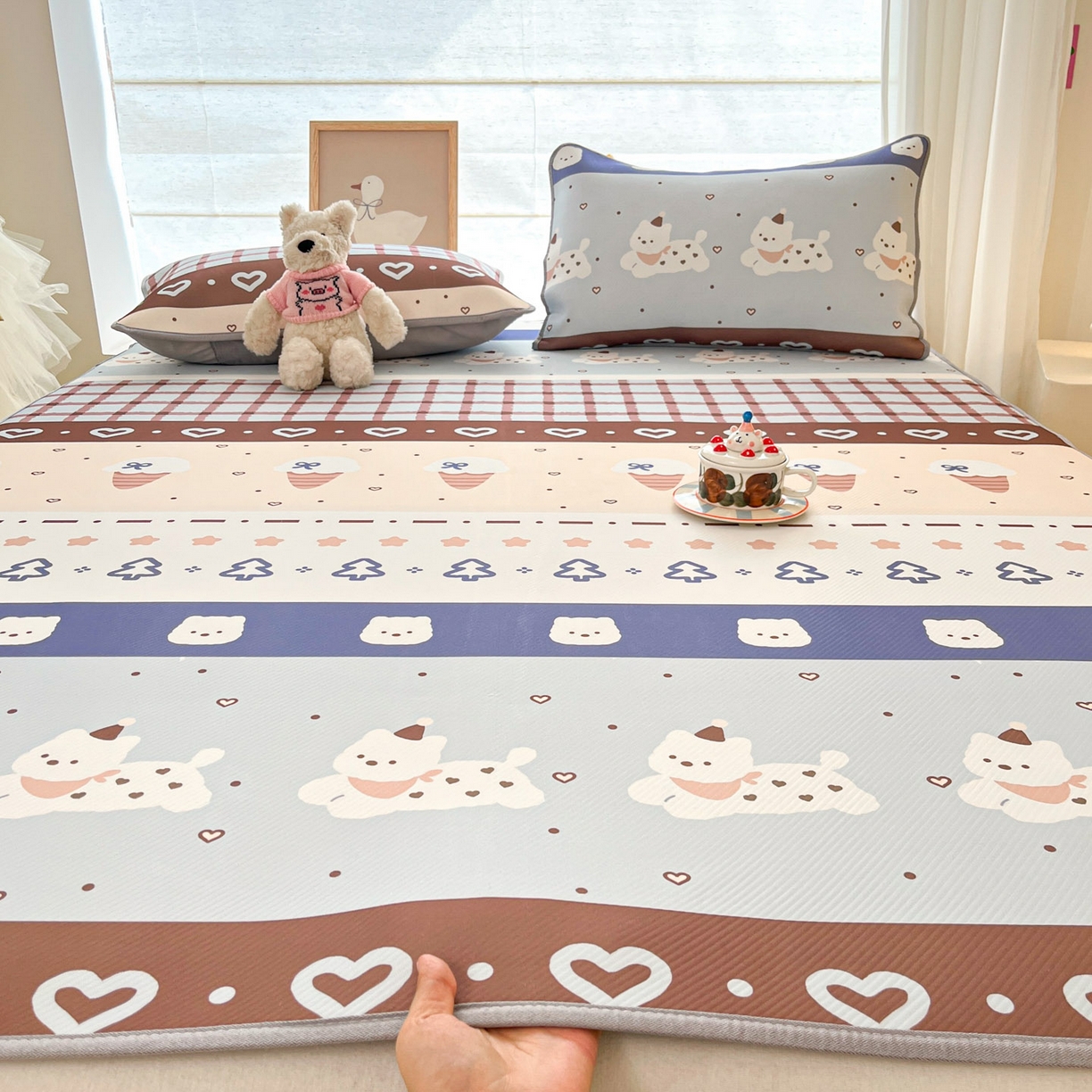 91家纺网 家纺一手货源 找家纺 川悦生活 2026新款小阪冰丝冰丝数码印花凉席大床 席巧克力乐园