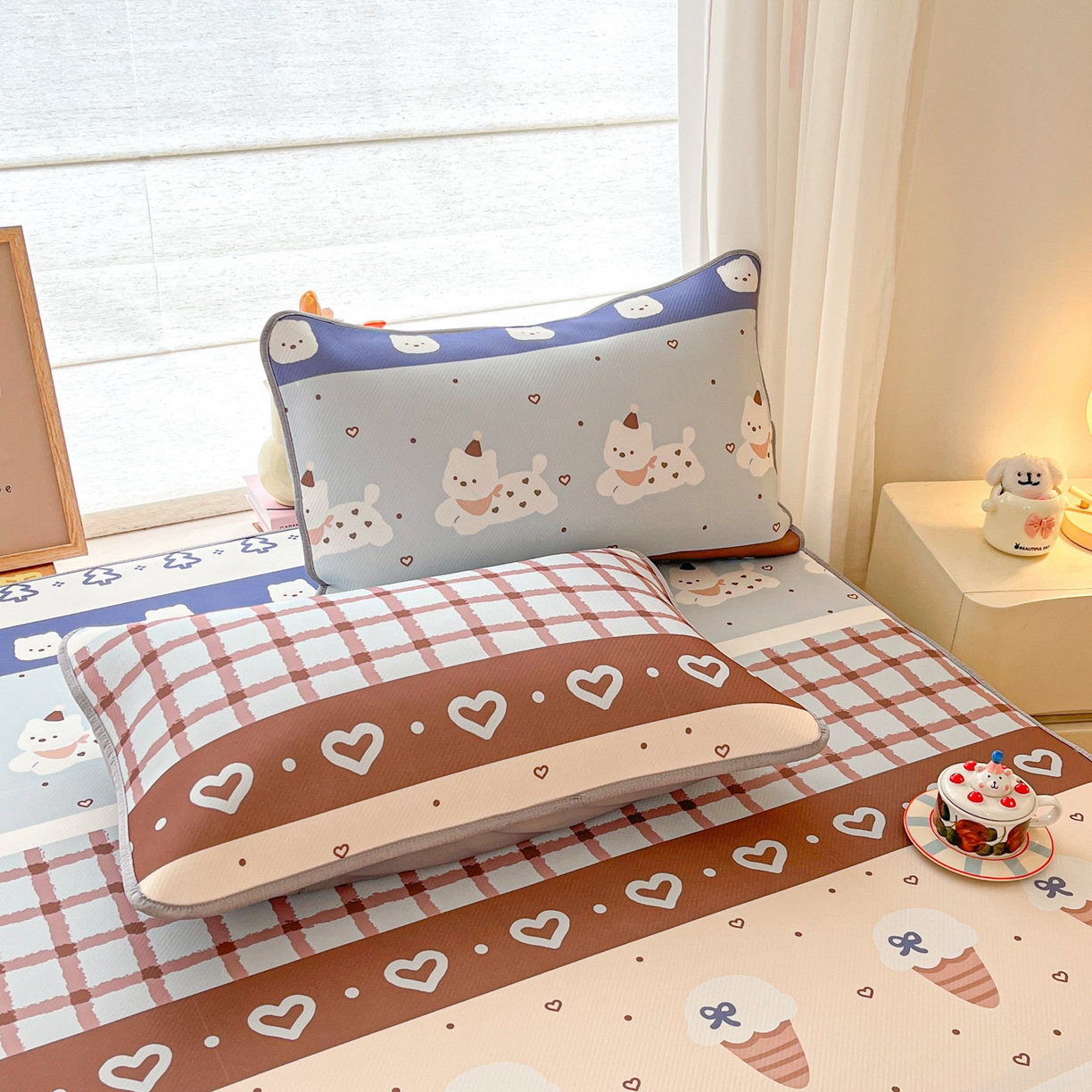 91家纺网 家纺一手货源 找家纺 川悦生活 2026新款小阪冰丝冰丝数码印花凉席大床 席巧克力乐园