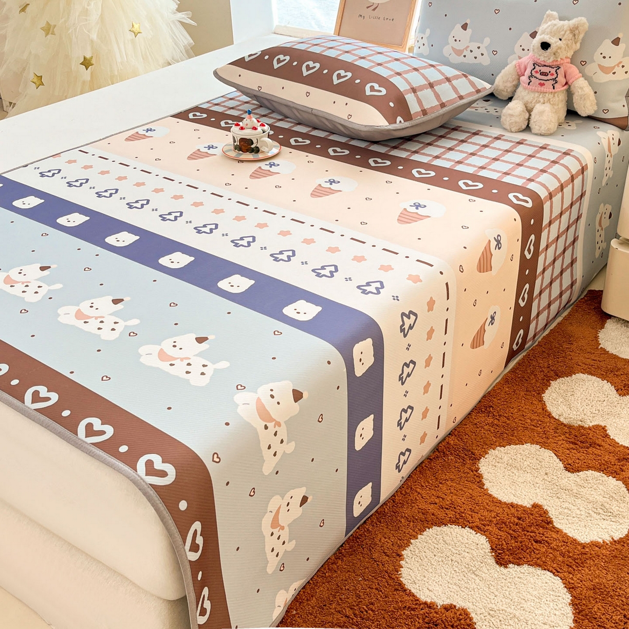 91家纺网 家纺一手货源 找家纺 川悦生活 2026新款小阪冰丝冰丝数码印花凉席大床 席巧克力乐园