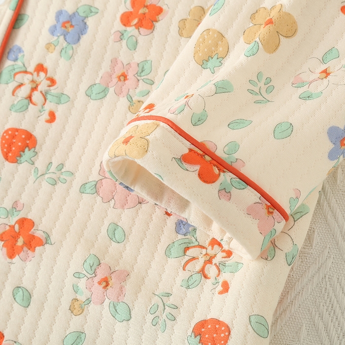 91家纺网 家纺一手货源 找家纺 （总）洛兰沙家居馆 棉质秋冬空气棉厚款印花女款睡衣家居服舒适三层夹棉居家