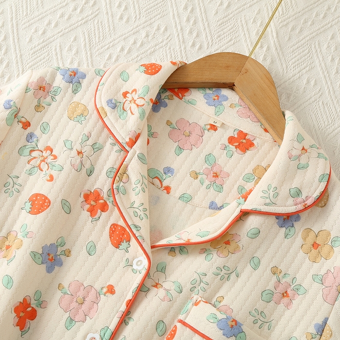 91家纺网 家纺一手货源 找家纺 （总）洛兰沙家居馆 棉质秋冬空气棉厚款印花女款睡衣家居服舒适三层夹棉居家