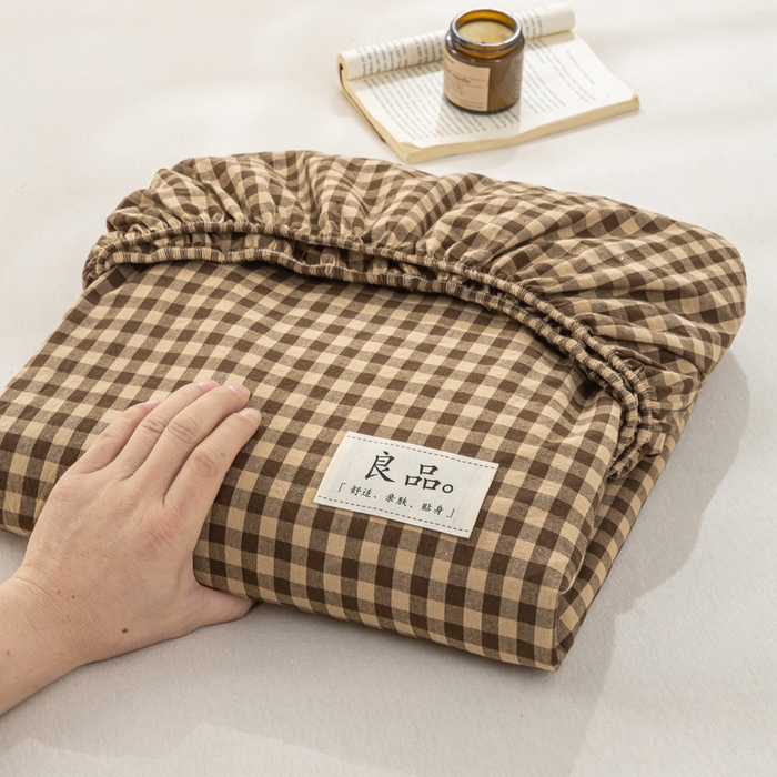 91家纺网 家纺一手货源 找家纺 恋人优选 2026新款全棉纯棉水洗棉单床笠床笠单件 素格-咖（有标款）