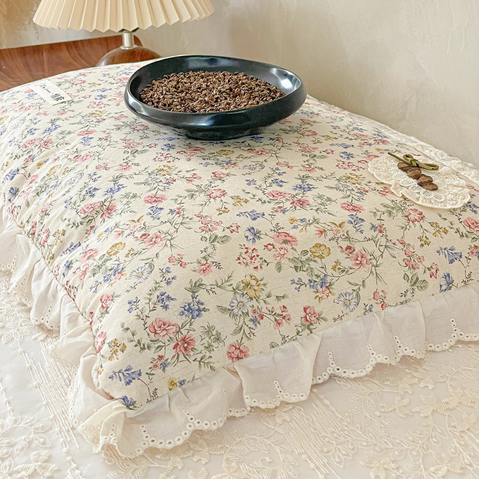 91家纺网 家纺一手货源 找家纺 她喜爱枕芯 2026新款全棉纯棉小碎花棉麻荞麦枕枕头枕芯 雾织粉