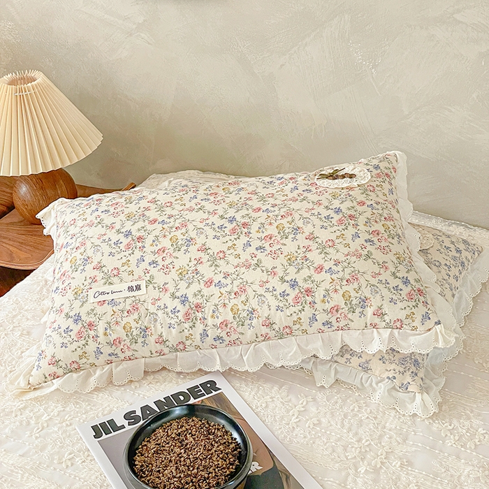 91家纺网 家纺一手货源 找家纺 她喜爱枕芯 2026新款全棉纯棉小碎花棉麻荞麦枕枕头枕芯 雾织粉