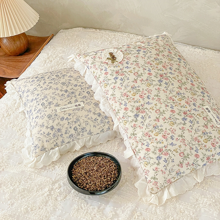 91家纺网 家纺一手货源 找家纺 她喜爱枕芯 2026新款全棉纯棉小碎花棉麻荞麦枕枕头枕芯 雾织粉