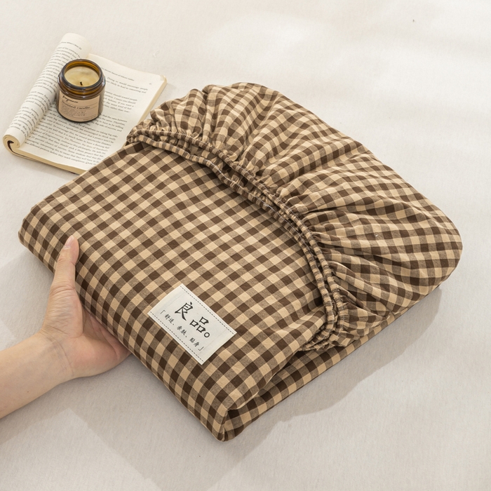 91家纺网 家纺一手货源 找家纺 恋人优选 2026新款全棉纯棉水洗棉单床笠床笠单件 素格-咖（有标款）