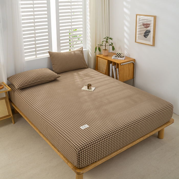 91家纺网 家纺一手货源 找家纺 恋人优选 2026新款全棉纯棉水洗棉单床笠床笠单件 素格-咖（有标款）