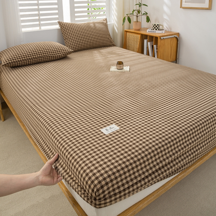 91家纺网 家纺一手货源 找家纺 恋人优选 2026新款全棉纯棉水洗棉单床笠床笠单件 素格-咖（有标款）