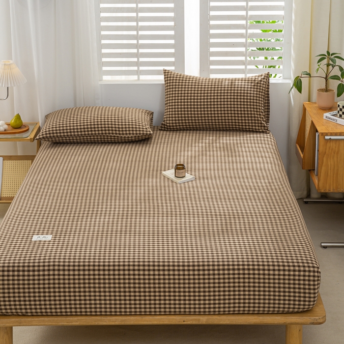 91家纺网 家纺一手货源 找家纺 恋人优选 2026新款全棉纯棉水洗棉单床笠床笠单件 素格-咖（有标款）