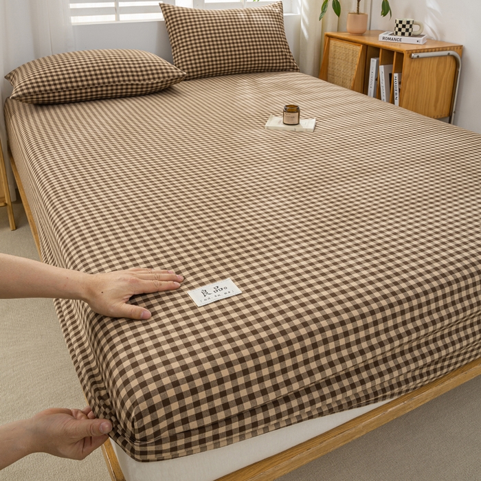 91家纺网 家纺一手货源 找家纺 恋人优选 2026新款全棉纯棉水洗棉单床笠床笠单件 素格-咖（有标款）