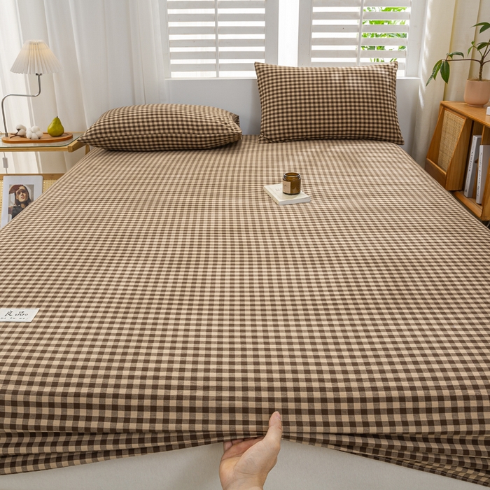 91家纺网 家纺一手货源 找家纺 恋人优选 2026新款全棉纯棉水洗棉单床笠床笠单件 素格-咖（有标款）