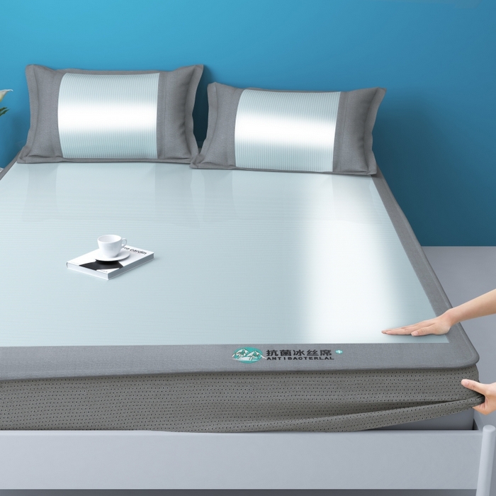 91家纺网 家纺一手货源 找家纺 （总）YYDS网供 2026新款冰丝夏天凉席冰丝席床笠可水洗家用折叠空调软席子三件套学生宿舍-床笠款