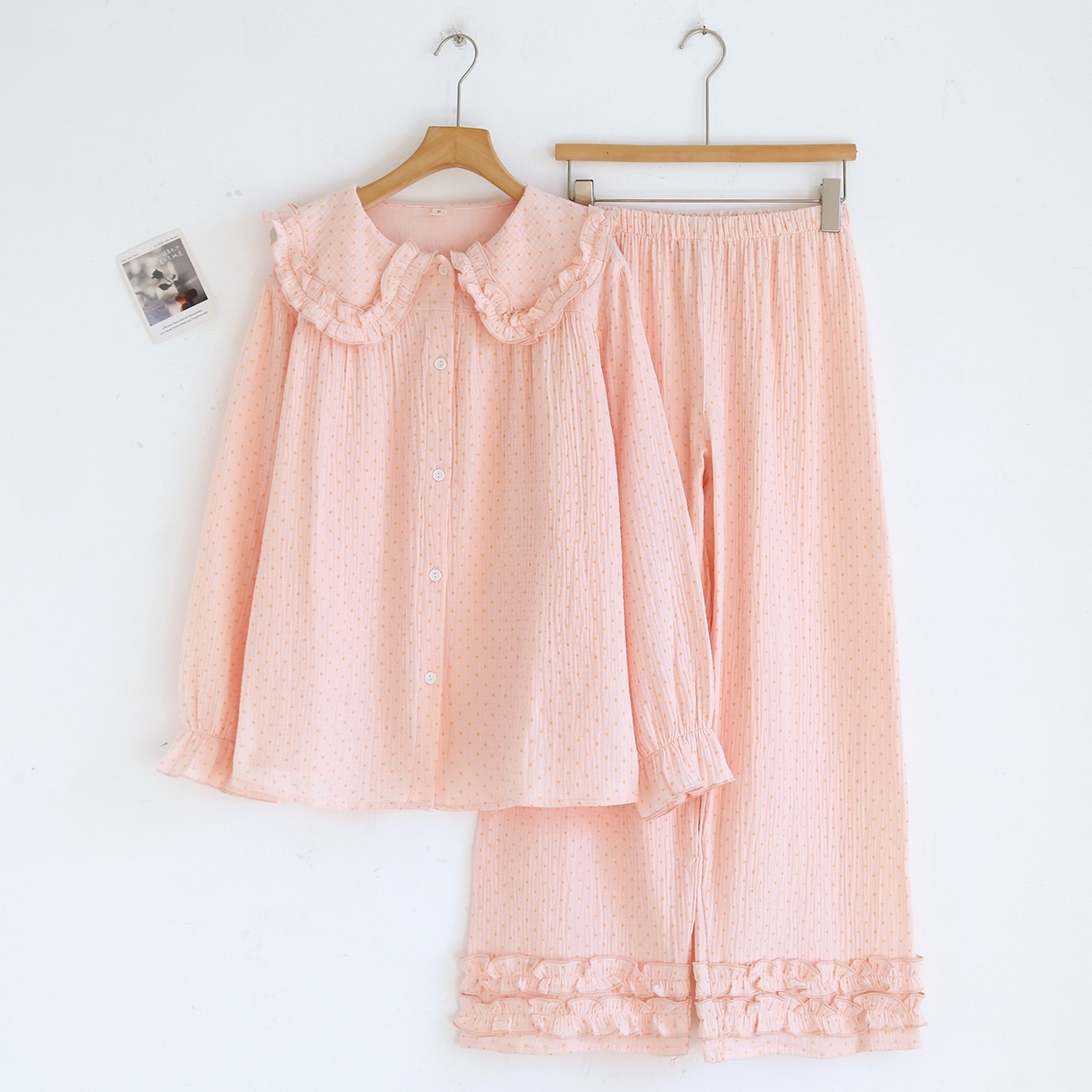 91家纺网 家纺一手货源 找家纺 （总）洛兰沙 春秋季纯棉开衫翻领睡衣少女卡通甜美长袖可外穿家居服套装